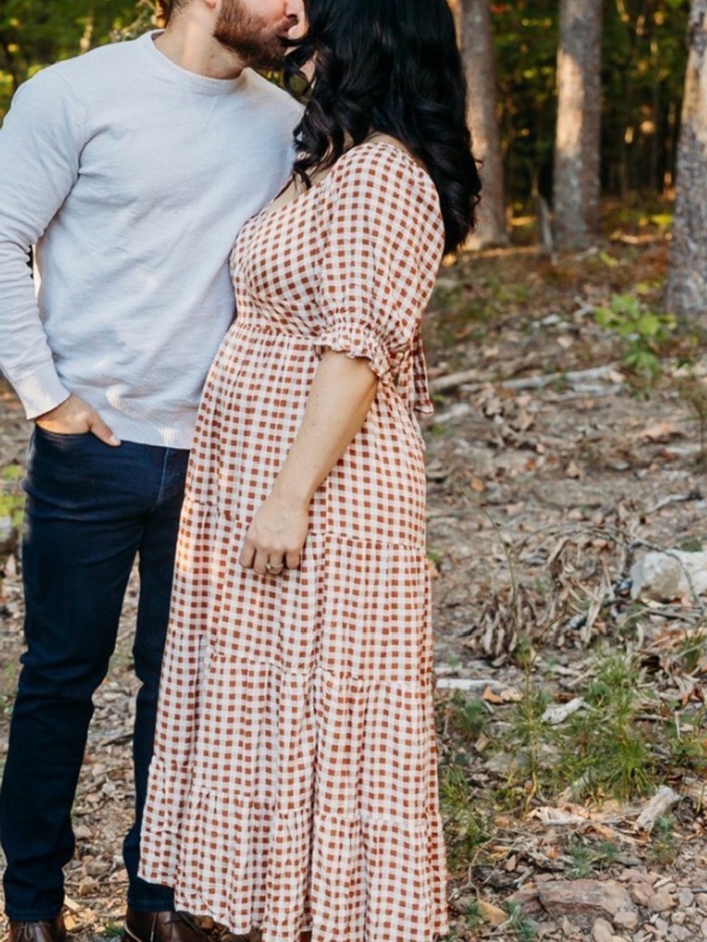 Pink Lilly gingham Dress in Cream and Rust